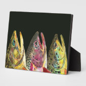 ブルックレインボーブラウントラウト魚釣り フォトプラーク (側面)