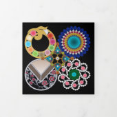 ブルック黒背景3つ折カード 三つ折りカード (カバー)