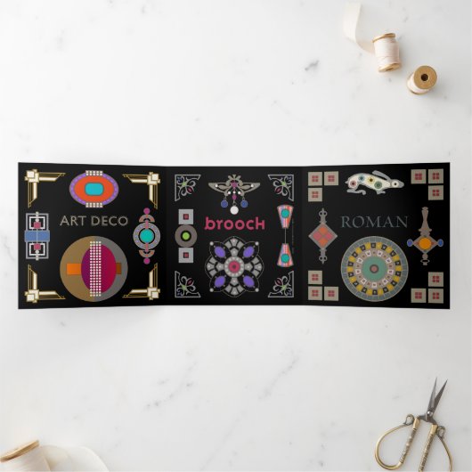 ブルック黒背景3つ折カード 三つ折りカード (内部)