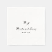 ブルック クラシック スクリプト モノグラム エレガント ウェディング スタンダードカクテルナプキン (正面)