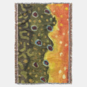 ブルック·トラウト·フライ·フィッシュ·アングラー·デコール スローブランケット (正面縦)