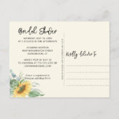 ブルック&バブリーブライダルシャワーひまわり インビテーションポストカード (裏面)