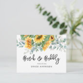 ブルック&バブリーブライダルシャワーひまわり インビテーションポストカード (スタンド正面)