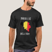 ブルッゲベルギーヴィンテージベルギー国旗の地図デザイン Tシャツ (正面)