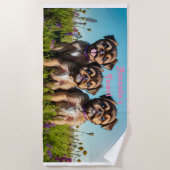 ブルッセルグリフォンパピーズカスタマイズ ビーチタオル (正面)