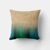 ブルッ素朴プグラデーションブルー水彩染めアクセント クッション (裏面)