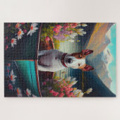 ブルテリアがパドルに：風光明媚な冒険 ジグソーパズル (横)