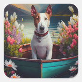 ブルテリアがパドルに:風光明媚な冒険 スクエアシール (正面)