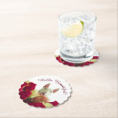 ブルテリアとバラグリーティング – Hello Beautiful ペーパーコースター (インサイチュ)