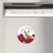 ブルテリアとバラグリーティング – Hello Beautiful マグネット (インサイチュ (食洗機))