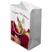 ブルテリアとバラ-ハッピーバースデー! ミディアムペーパーバッグ (裏面アングル)