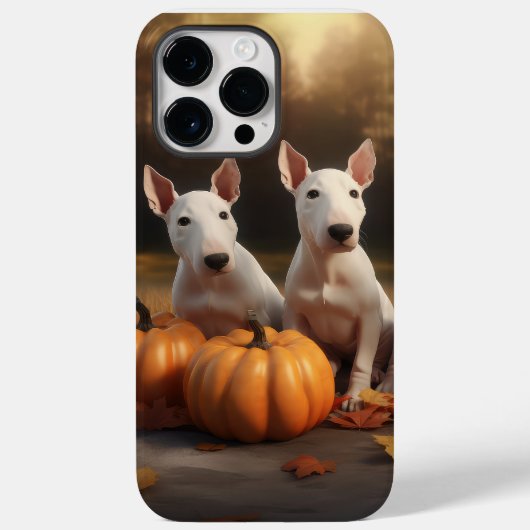 ブルテリアの子犬　秋の喜びのかぼちゃ Case-Mate iPhoneケース (裏面)