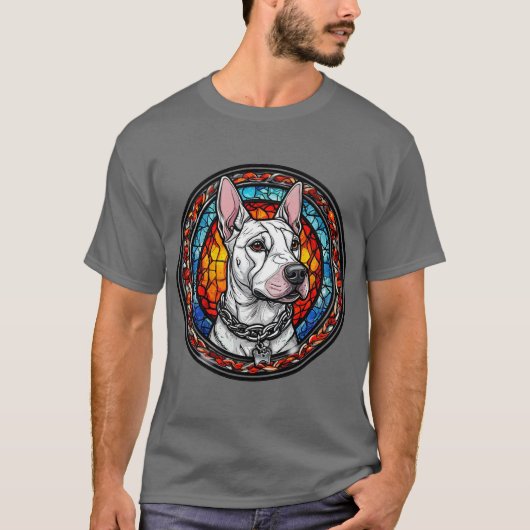 ブルテリアの愛犬家へのギフト向け肖像画 Tシャツ (正面)