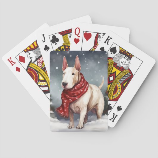 ブルテリアの犬と雪のクリスマス  トランプ (裏面)