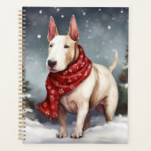 ブルテリアの犬と雪のクリスマス プランナー手帳 (正面)