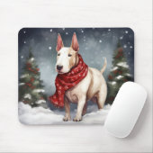 ブルテリアの犬と雪のクリスマス マウスパッド (マウス)
