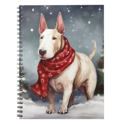 ブルテリアの犬のクリスマススノー ノートブック (正面)