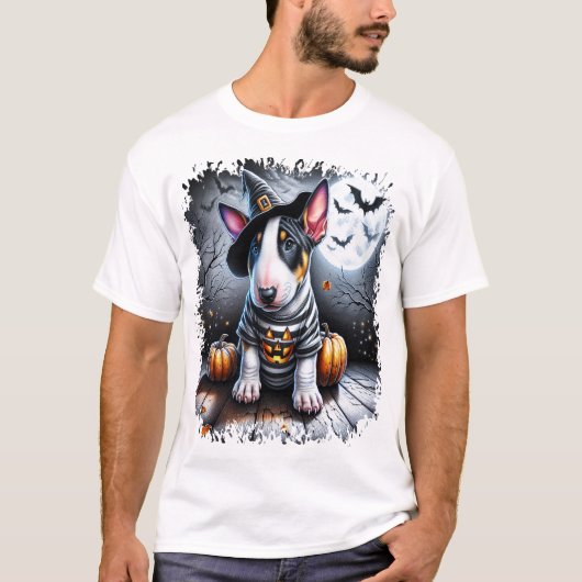 ブルテリアの犬 ハロウィーン Tシャツ (正面)