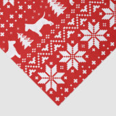 ブルテリアはクリスマスパターン赤のシルエットを描きます 薄葉紙 (詳細)