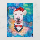 ブルテリアは犬のクリスマスを育てる シーズンポストカード (正面)