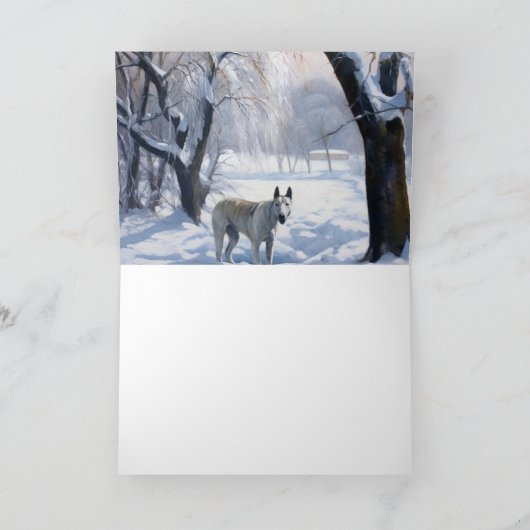 ブルテリアは雪のクリスマスを許した カード (内部)