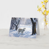 ブルテリアは雪のクリスマスを許した カード (黄色い花)