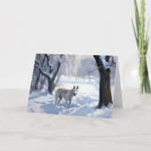 ブルテリアは雪のクリスマスを許した カード (正面)