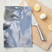 ブルテリアは雪のクリスマスを許した キッチンタオル (四つ折り)