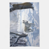 ブルテリアは雪のクリスマスを許した キッチンタオル (縦)