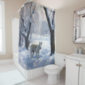 ブルテリアは雪のクリスマスを許した シャワーカーテン (インサイチュ)