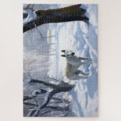 ブルテリアは雪のクリスマスを許した ジグソーパズル (縦)