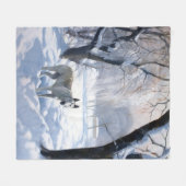 ブルテリアは雪のクリスマスを許した フリースブランケット (正面(横))