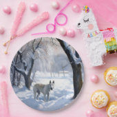 ブルテリアは雪のクリスマスを許した ペーパープレート (パーティー)