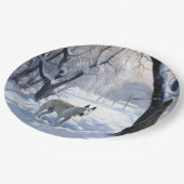 ブルテリアは雪のクリスマスを許した ペーパープレート (アングル)