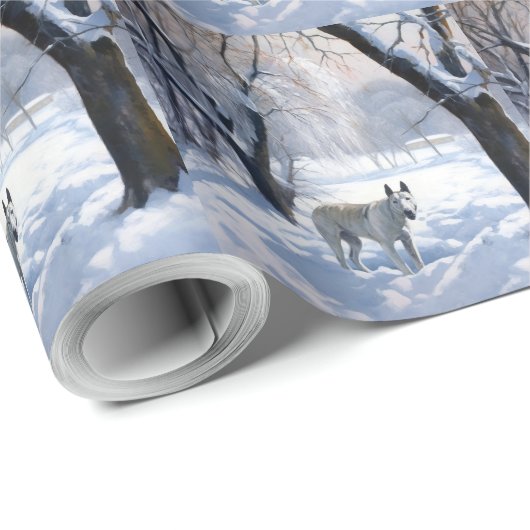 ブルテリアは雪のクリスマスを許した ラッピングペーパー (ロールコーナー)