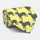 ブルテリアイングリッシュイエロー&ブルーグリッドイエローネック ネクタイ (ロール)