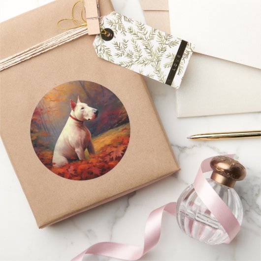 ブルテリアイン紅葉秋インスパイア ラウンドシール (ギフト)