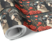 ブルテリアウィズハートバラバレンタインデー ラッピングペーパー (ロールコーナー)