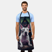 ブルテリアカボンプキンハロウィーン怖 エプロン (着用した状態)