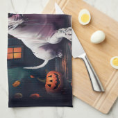 ブルテリアカボンプキンハロウィーン怖 キッチンタオル (四つ折り)