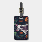 ブルテリアカボンプキンハロウィーン怖 ラゲッジタグ (正面縦)