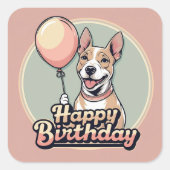 ブルテリアカラフル犬 スクエアシール (正面)