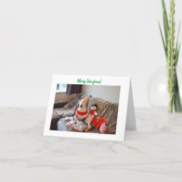 ブルテリアクリスマスカード(雪だるま付) シーズンカード