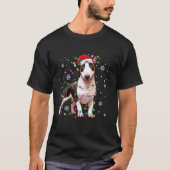ブルテリアクリスマスセータードッグクリスマスライツトル Tシャツ (正面)