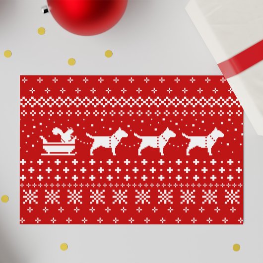 ブルテリアクリスマスドッグスススレーライドホリデー シーズンカード