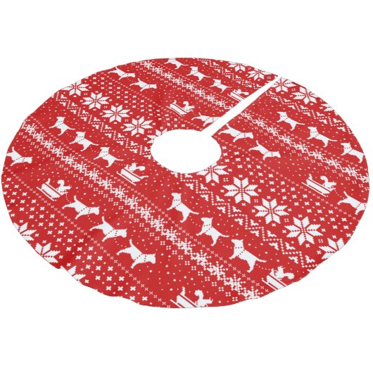 ブルテリアクリスマスドッグスススレーライドホリデー ブラッシュドポリエステルツリースカート (アングル)