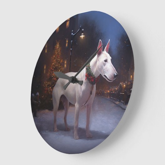 ブルテリアクリスマスフェスティバルシーズン ラージ壁時計 (傾斜)
