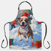 ブルテリアクリスマスフェスティバルスノーシーン エプロン (正面)