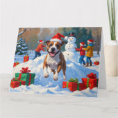 ブルテリアクリスマスフェスティバルスノーシーン カード (正面)