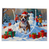 ブルテリアクリスマスフェスティバルスノーシーン ラージペーパーバッグ (裏面)